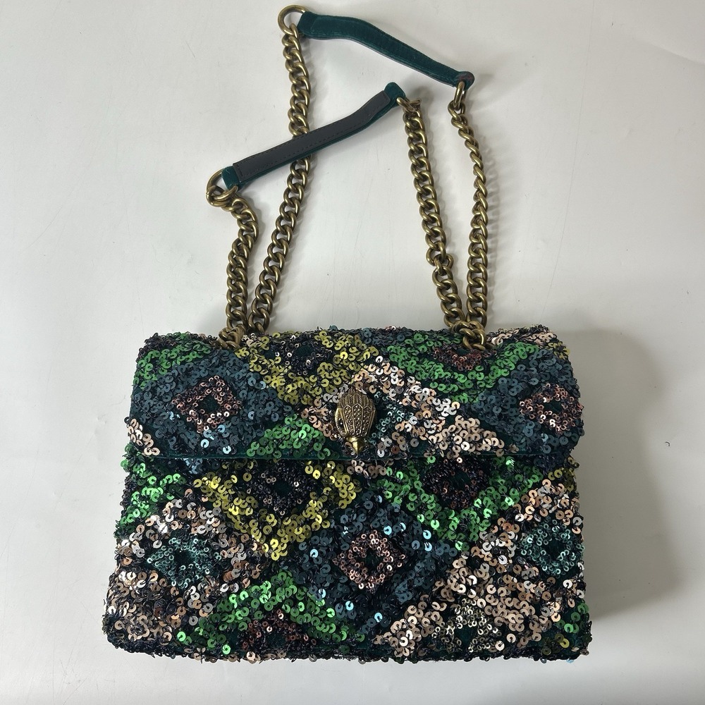 Kurt Geiger Medium 10x8" SEQUIN Multicolor Gold Bird KENSINGTON CONVERTIBLE
